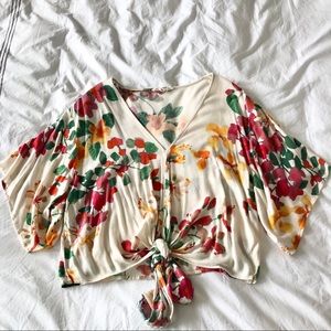 Floral tie front top